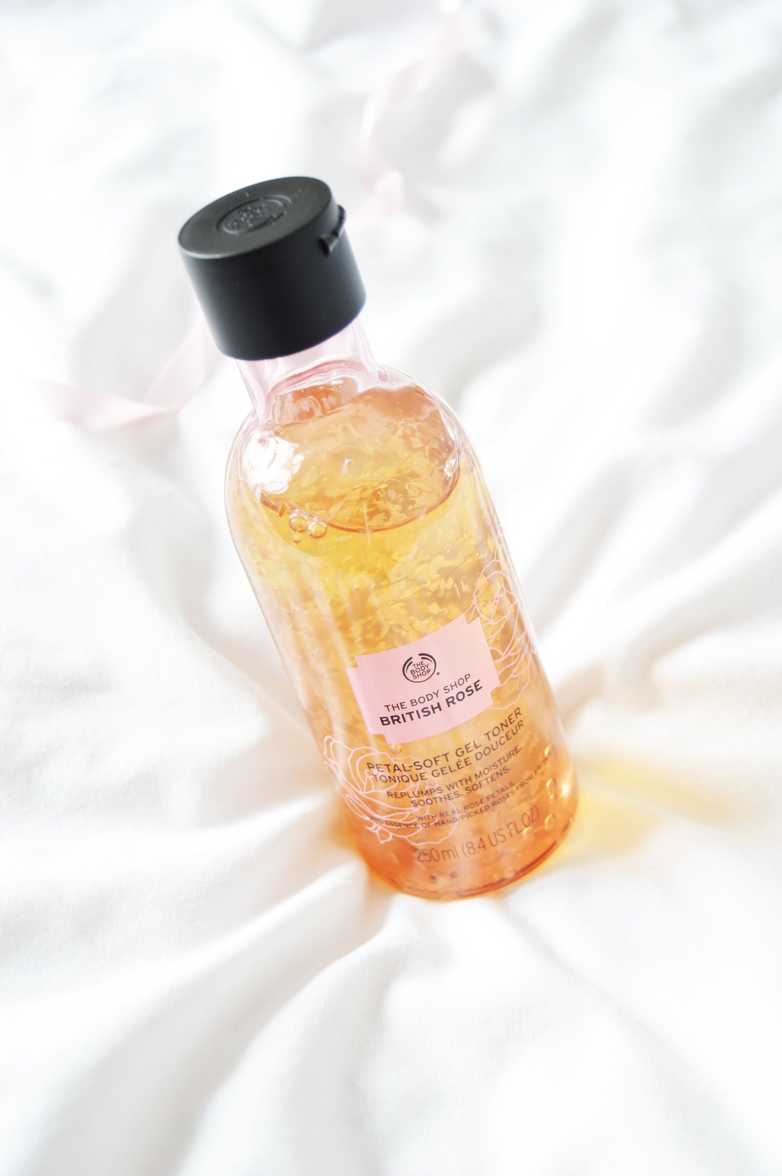 The Body Shop British Rose Petal Soft Gel Toner is gentle and makes the skin softer and smoother.